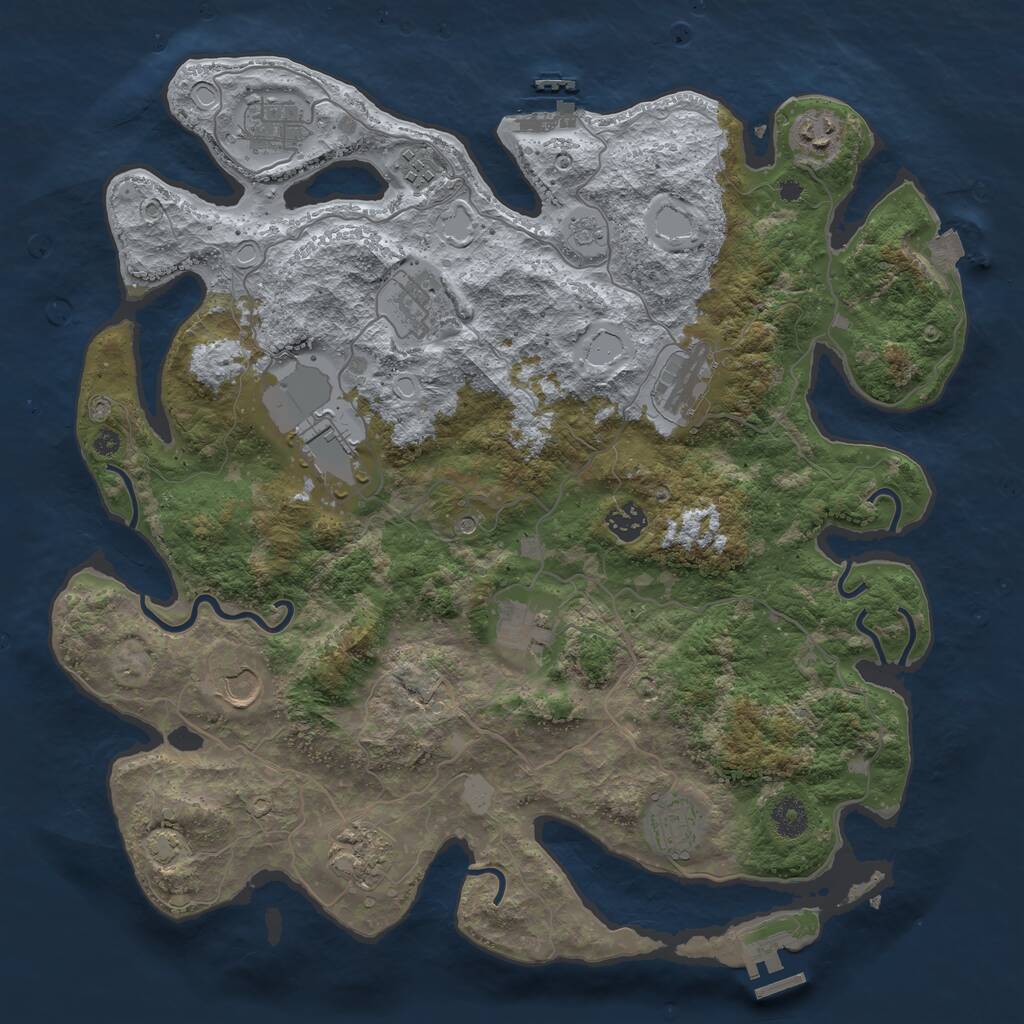 Rust Map: Procedural Map, Size: 3950, Seed: 125974, 17 Monuments