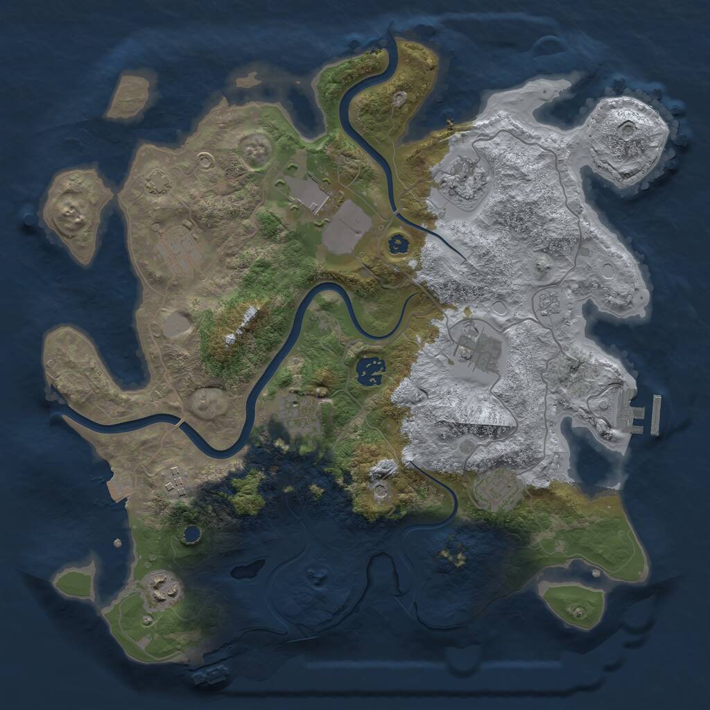 Rust Map: Procedural Map, Size: 3550, Seed: 676685, 15 Monuments