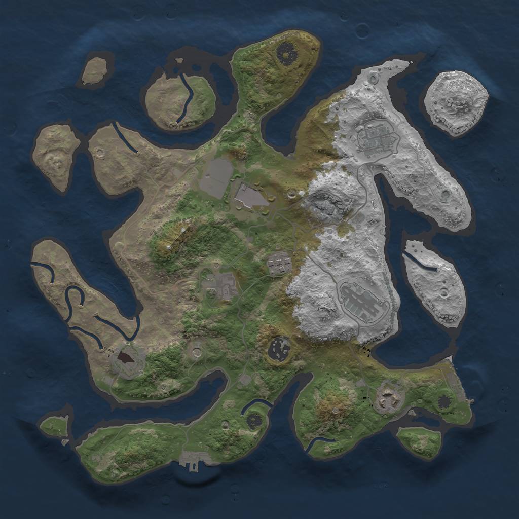 Rust Map: Procedural Map, Size: 3550, Seed: 676685, 13 Monuments