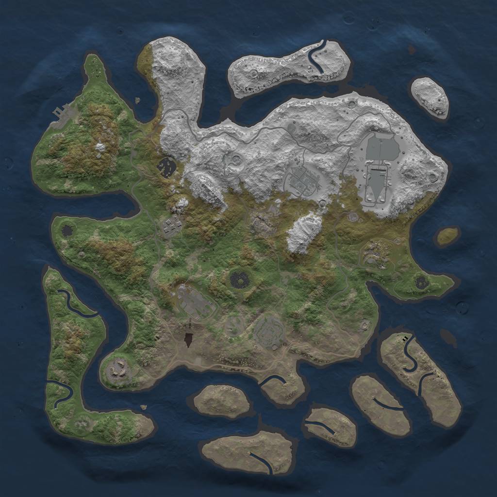 Rust Map: Procedural Map, Size: 4000, Seed: 247539, 12 Monuments