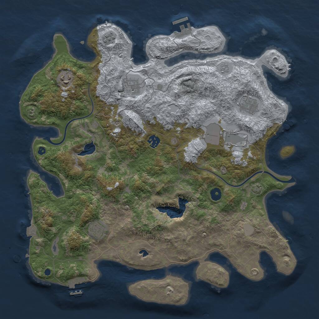Rust Map: Procedural Map, Size: 4000, Seed: 247539, 13 Monuments