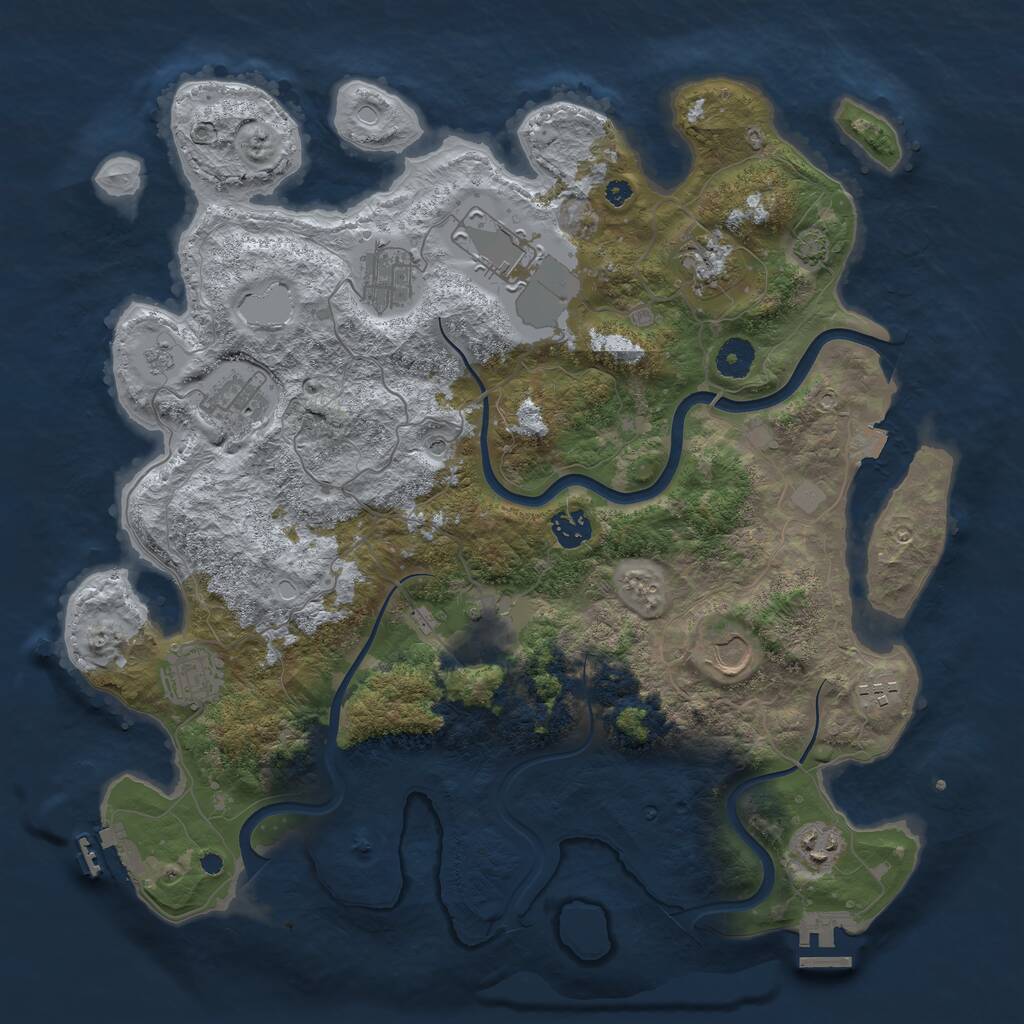 Rust Map: Procedural Map, Size: 3950, Seed: 449046, 16 Monuments