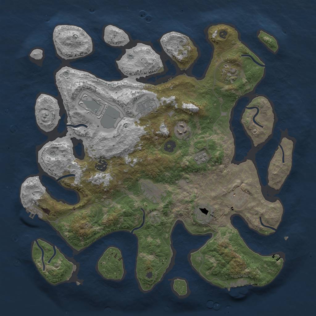 Rust Map: Procedural Map, Size: 3950, Seed: 449046, 14 Monuments