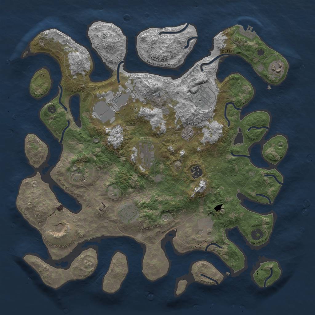 Rust Map: Procedural Map, Size: 3950, Seed: 192083, 14 Monuments