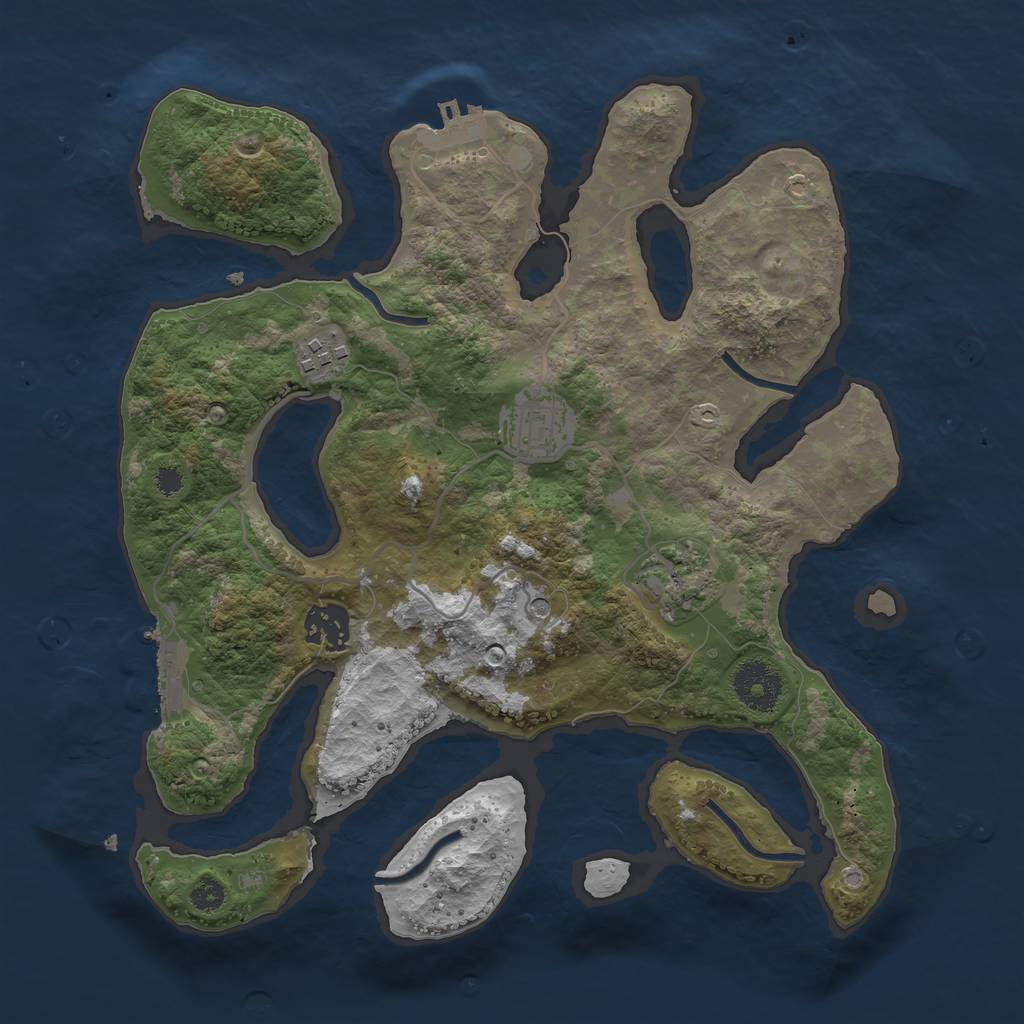 Rust Map: Procedural Map, Size: 3200, Seed: 585497871, 9 Monuments