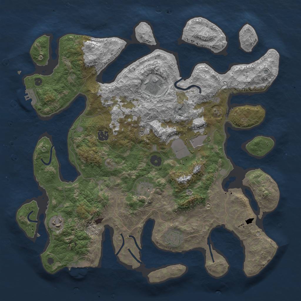 Rust Map: Procedural Map, Size: 4000, Seed: 102014, 12 Monuments