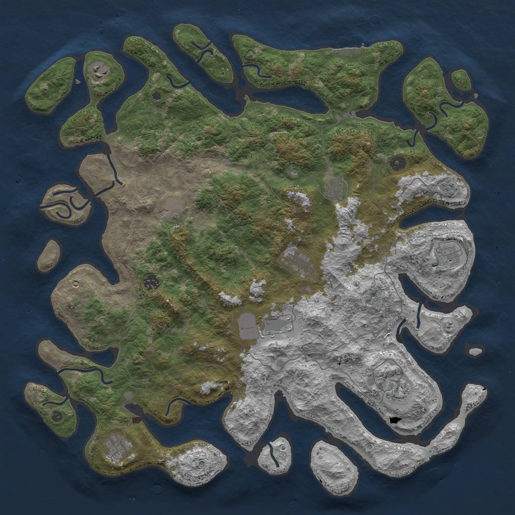 Rust Map: Procedural Map, Size: 5000, Seed: 5251616, 14 Monuments