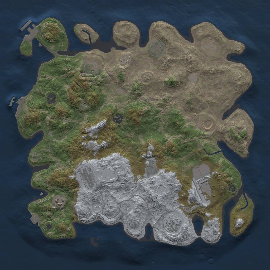 Rust Map: Procedural Map, Size: 4000, Seed: 13364855, 17 Monuments