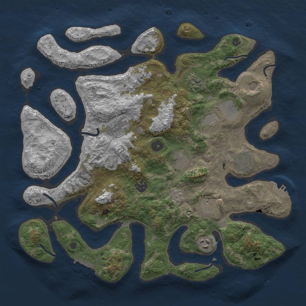 Rust Map: Procedural Map, Size: 3950, Seed: 341919, 15 Monuments