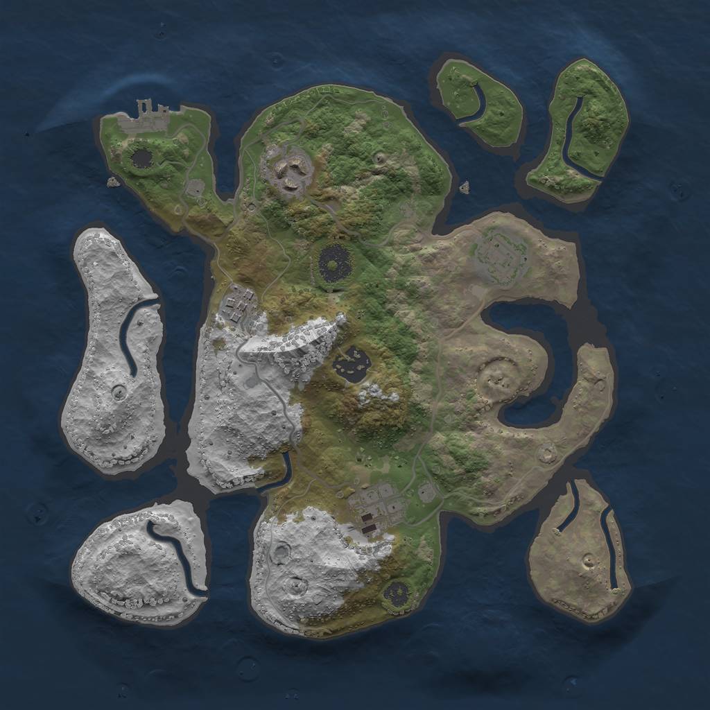 Rust Map: Procedural Map, Size: 3000, Seed: 323724, 8 Monuments