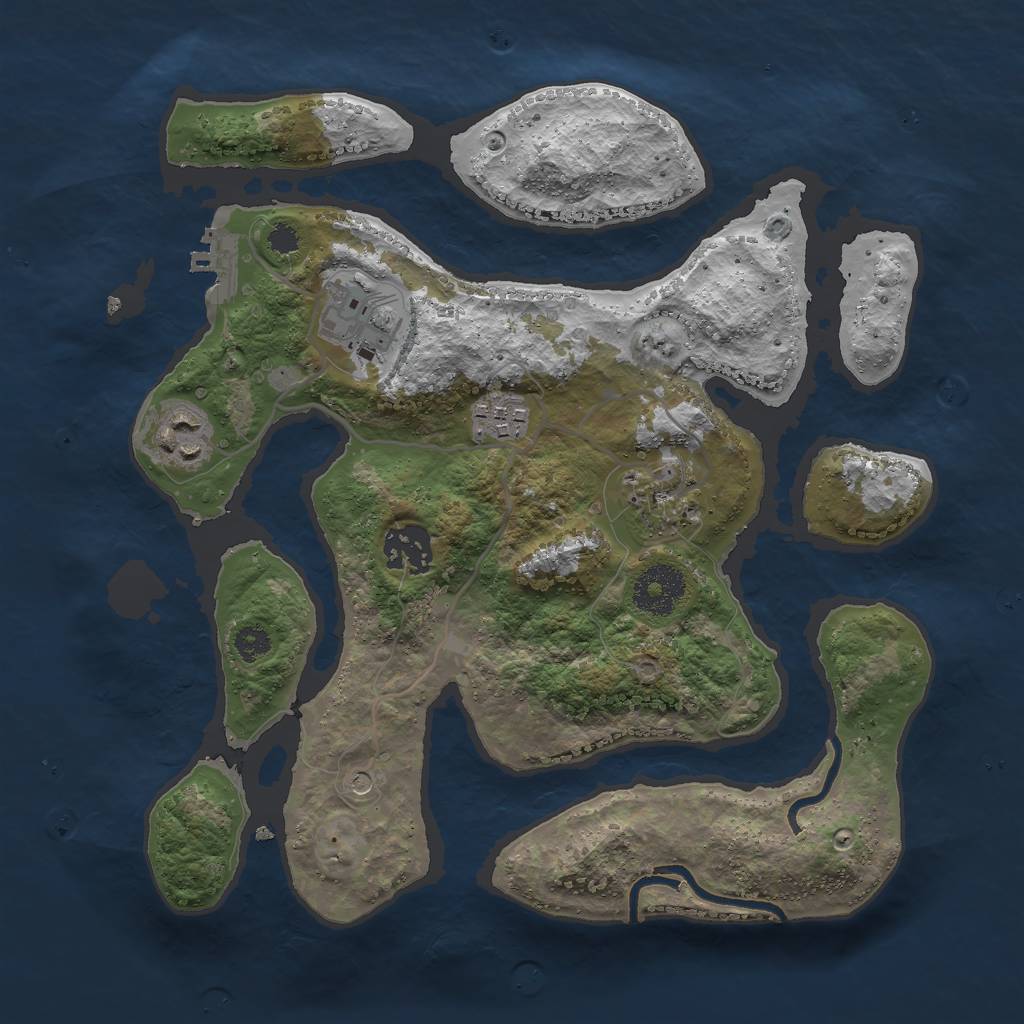 Rust Map: Procedural Map, Size: 3000, Seed: 160110, 9 Monuments