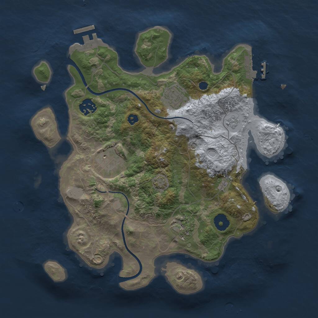 Rust Map: Procedural Map, Size: 3000, Seed: 425153, 10 Monuments