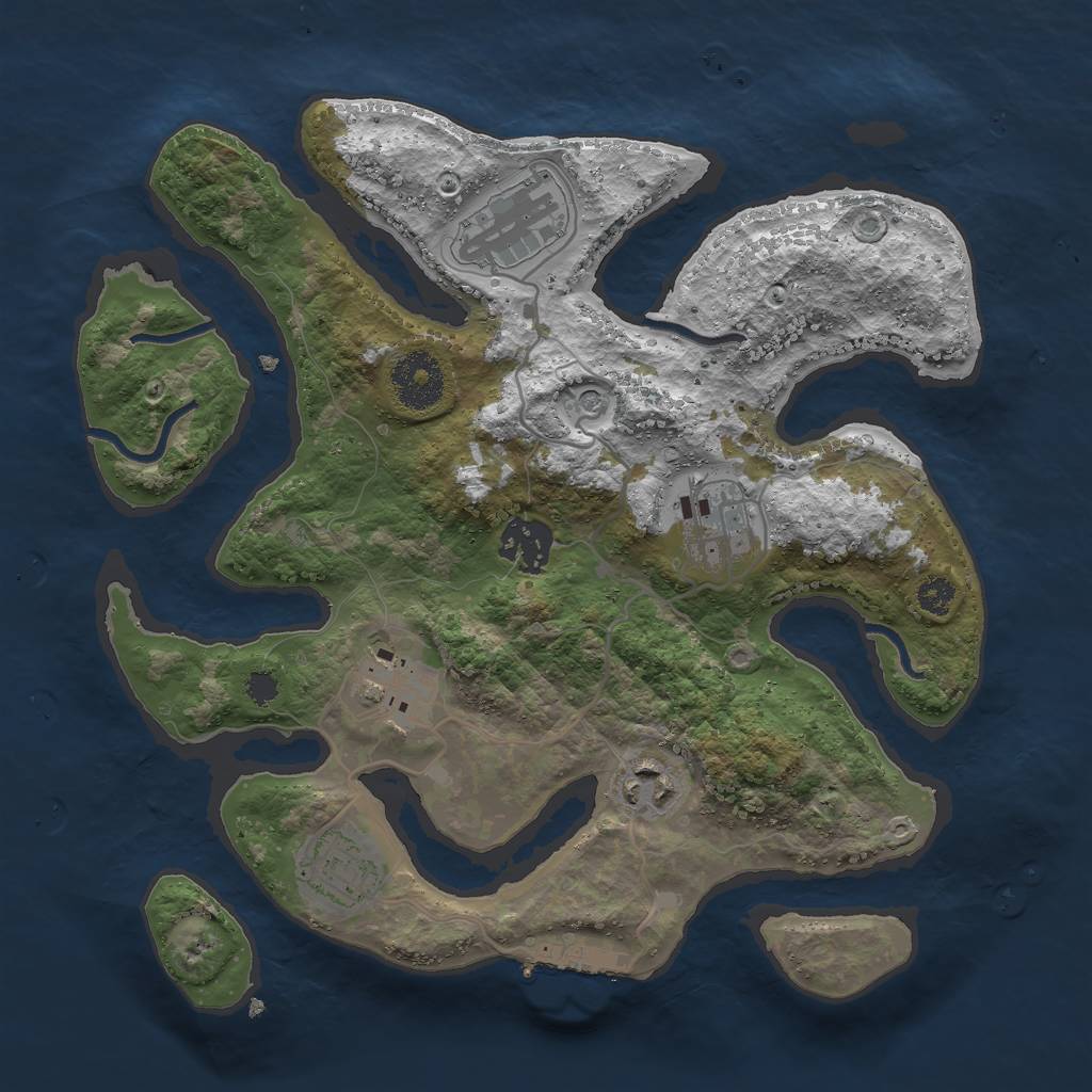 Rust Map: Procedural Map, Size: 3000, Seed: 556993, 10 Monuments