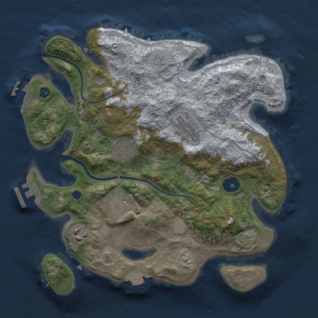 Rust Map: Procedural Map, Size: 3000, Seed: 556993, 10 Monuments