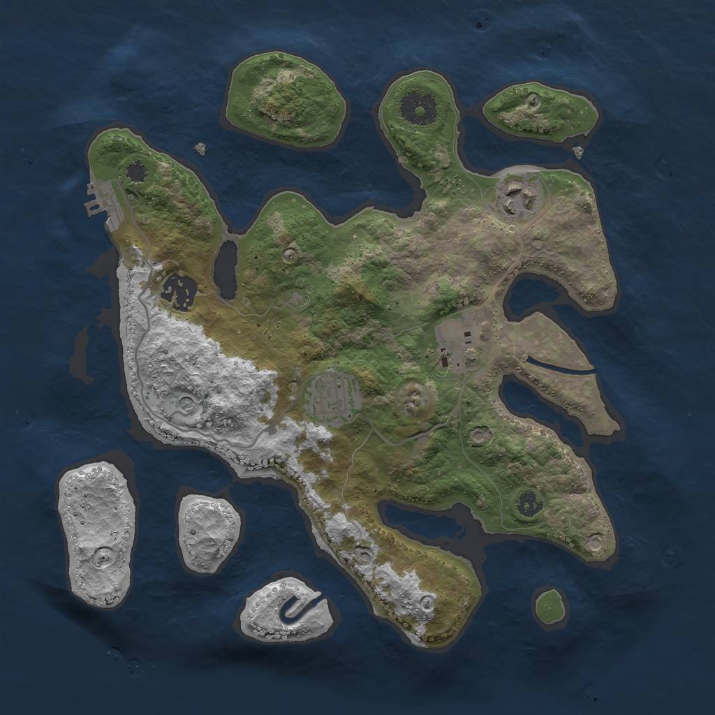 Rust Map: Procedural Map, Size: 3000, Seed: 930942, 8 Monuments