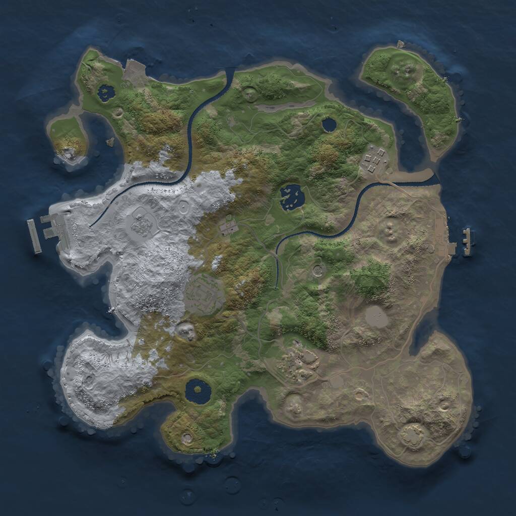 Rust Map: Procedural Map, Size: 3000, Seed: 529503, 10 Monuments