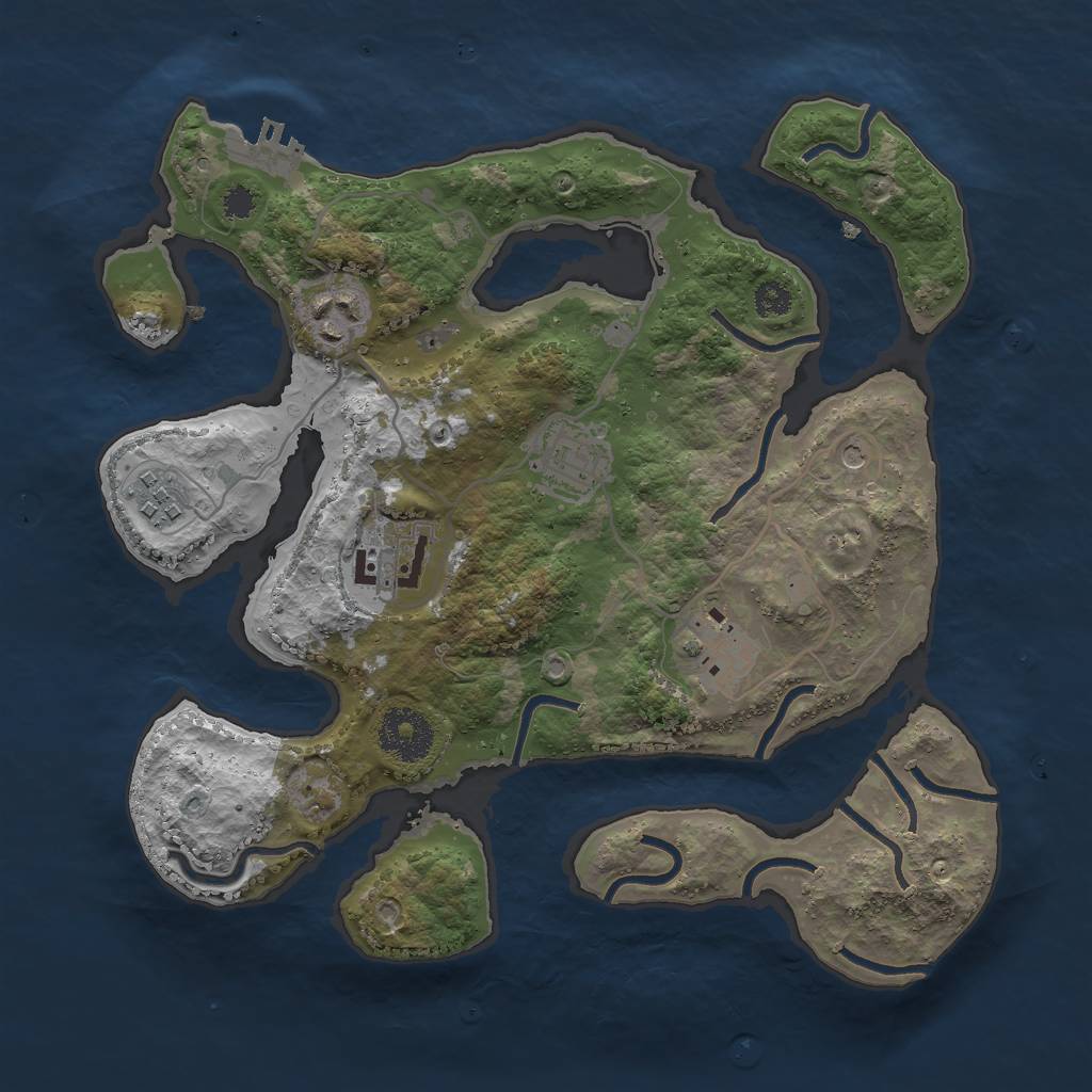 Rust Map: Procedural Map, Size: 3000, Seed: 529503, 9 Monuments