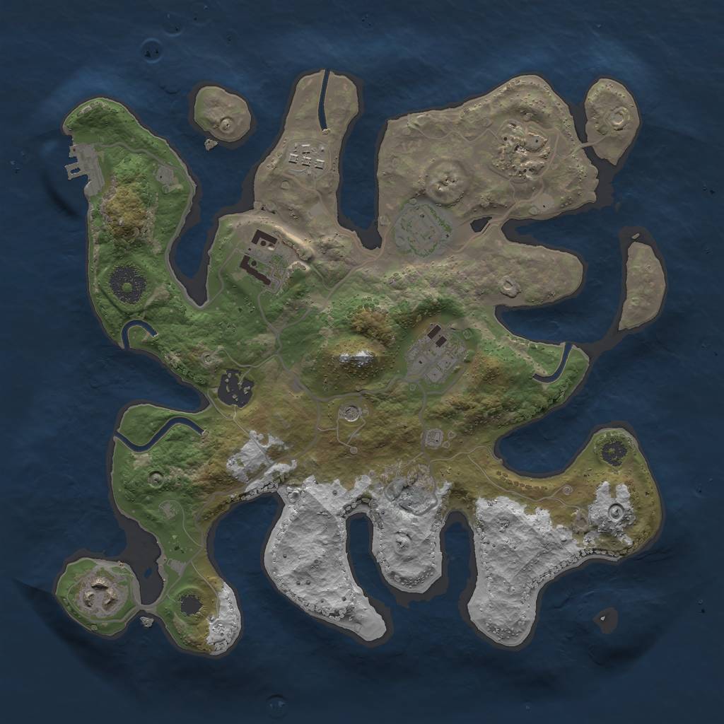 Rust Map: Procedural Map, Size: 3000, Seed: 465299, 11 Monuments