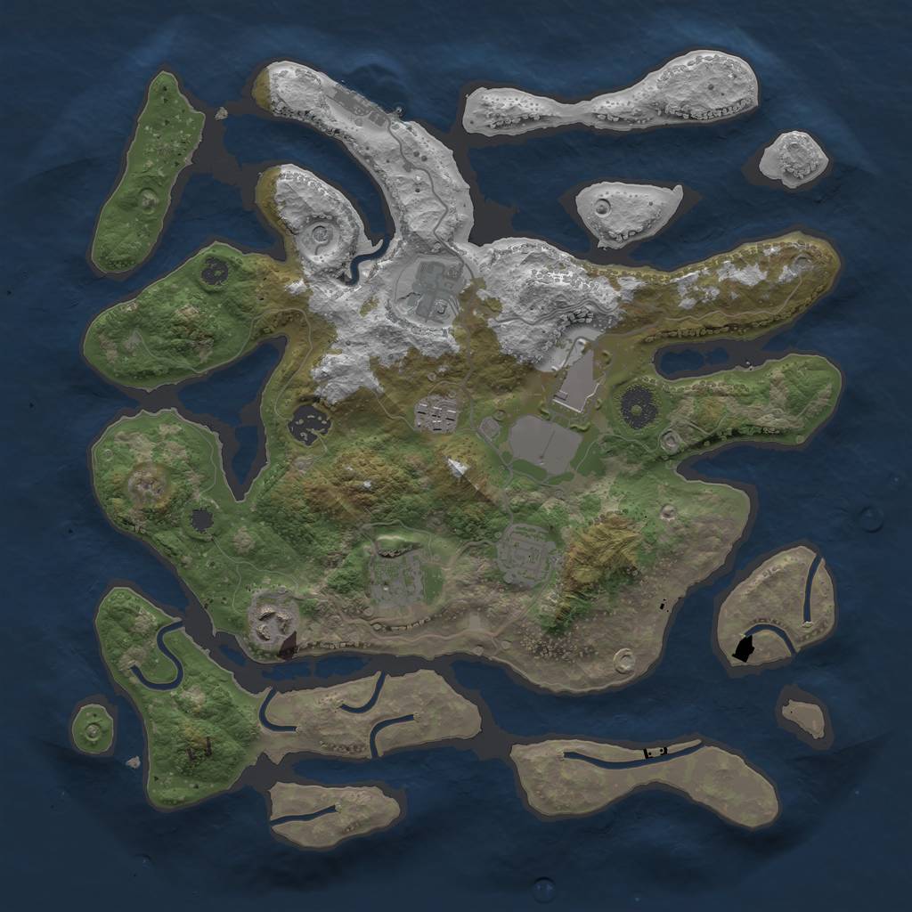 Rust Map: Procedural Map, Size: 3500, Seed: 1251, 11 Monuments