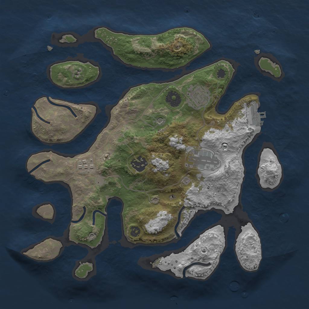 Rust Map: Procedural Map, Size: 3000, Seed: 653233, 8 Monuments