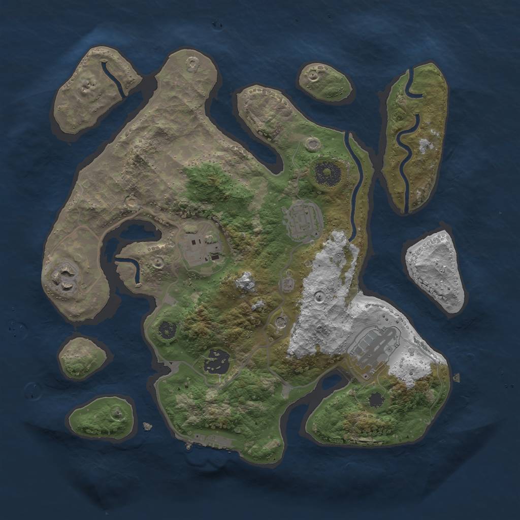 Rust Map: Procedural Map, Size: 3000, Seed: 274903, 9 Monuments