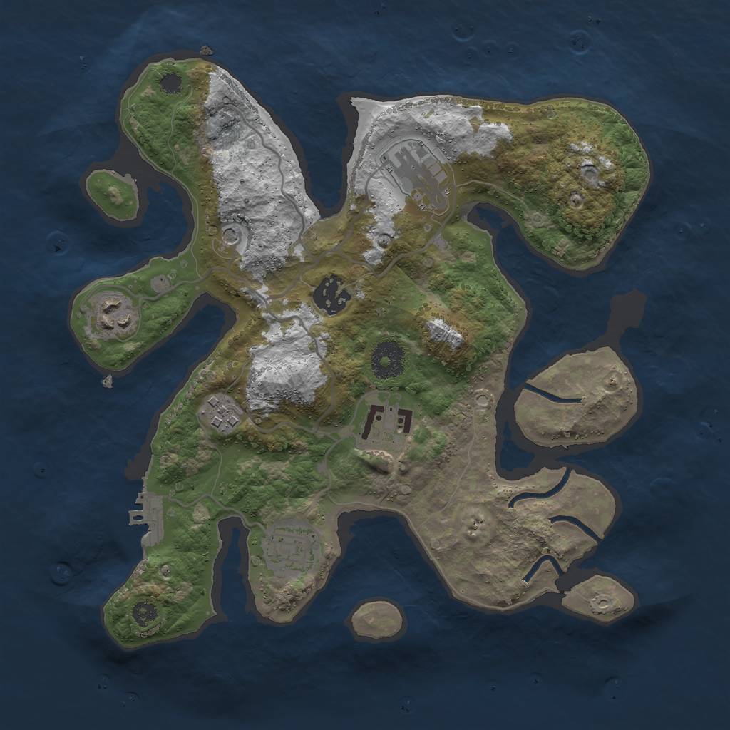 Rust Map: Procedural Map, Size: 3000, Seed: 930673, 10 Monuments