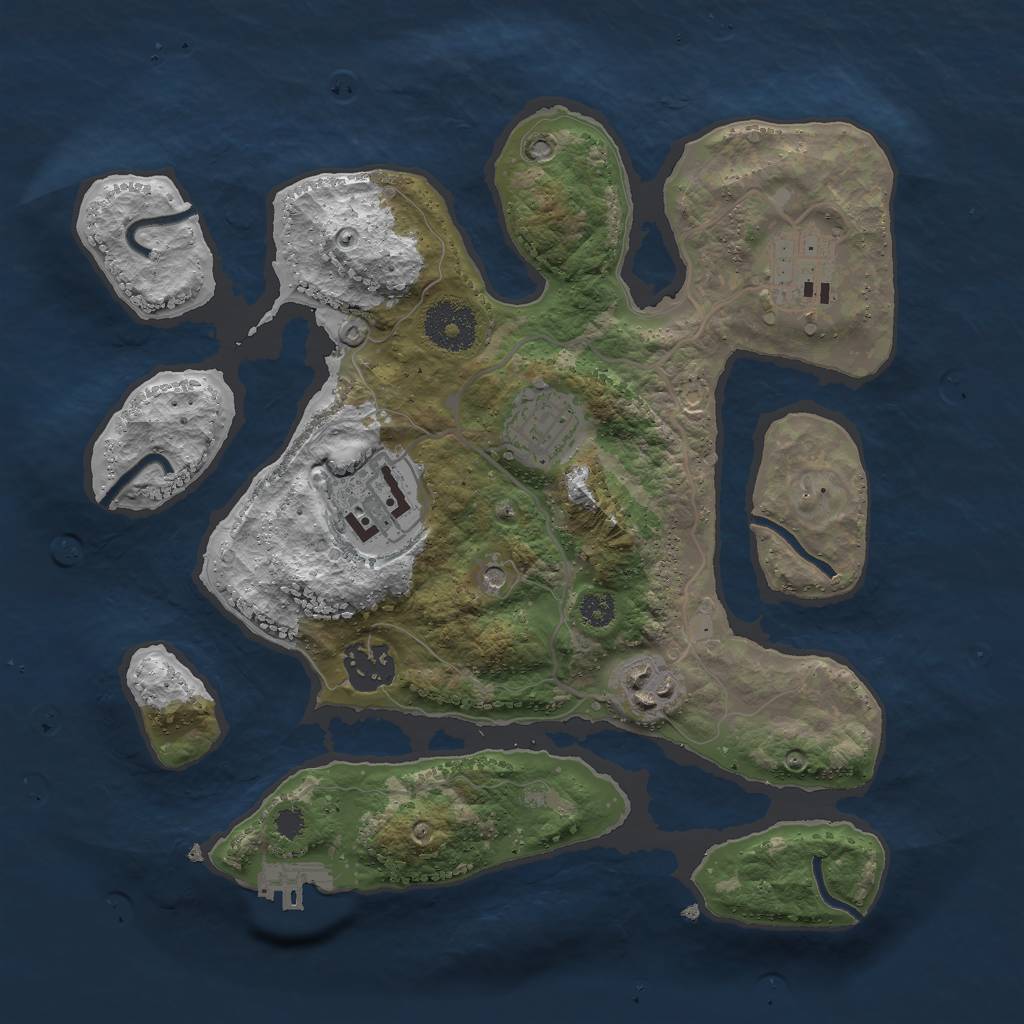 Rust Map: Procedural Map, Size: 3000, Seed: 646156, 9 Monuments