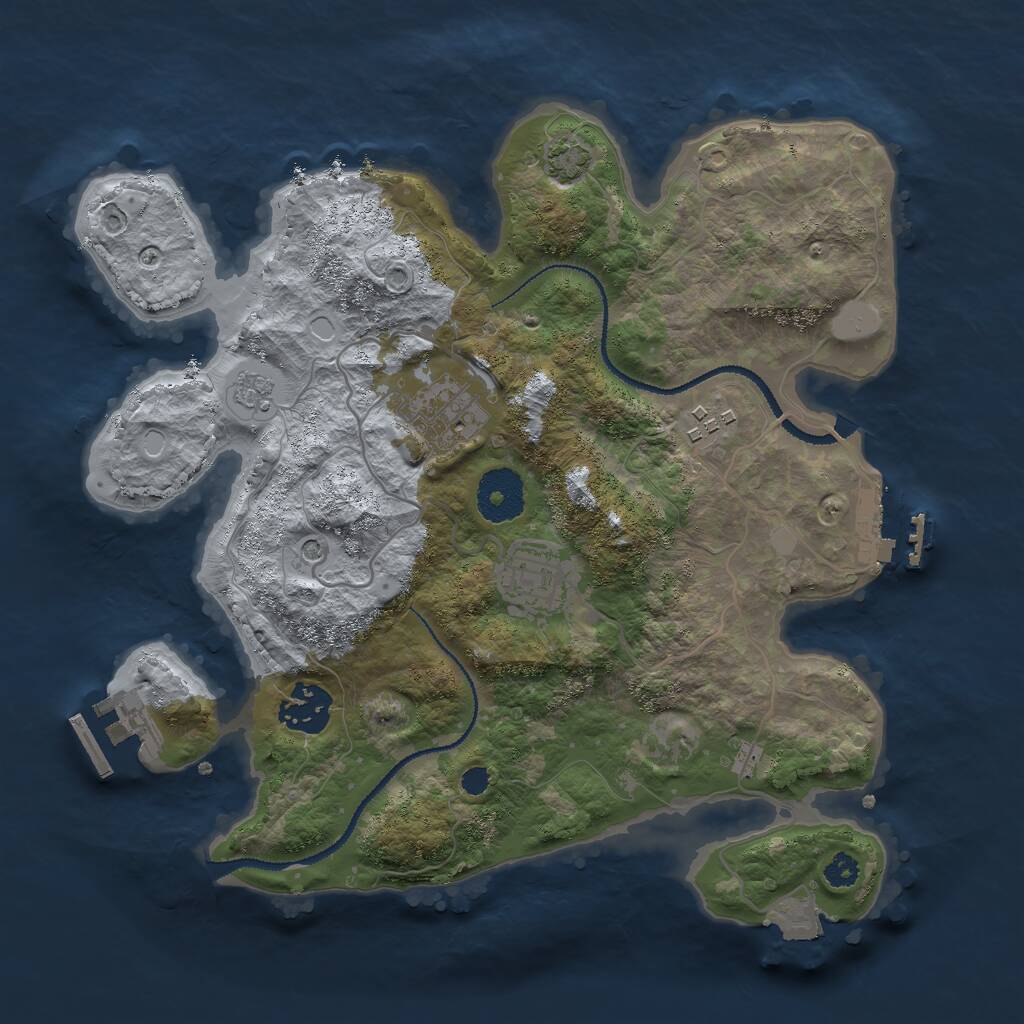 Rust Map: Procedural Map, Size: 3000, Seed: 646156, 10 Monuments