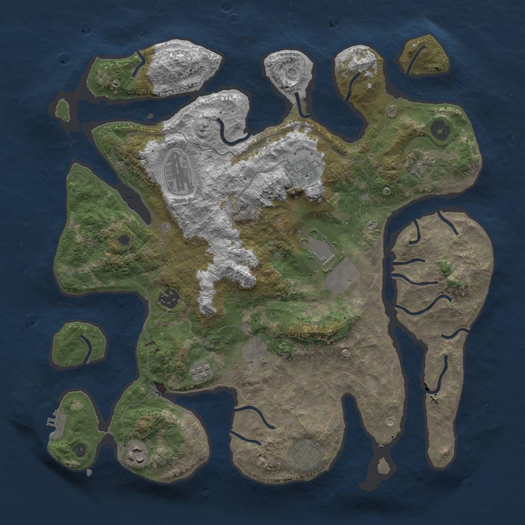 Rust Map: Procedural Map, Size: 4000, Seed: 2343, 13 Monuments