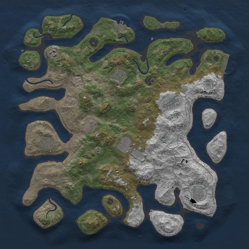 Rust Map: Procedural Map, Size: 4250, Seed: 718128, 14 Monuments