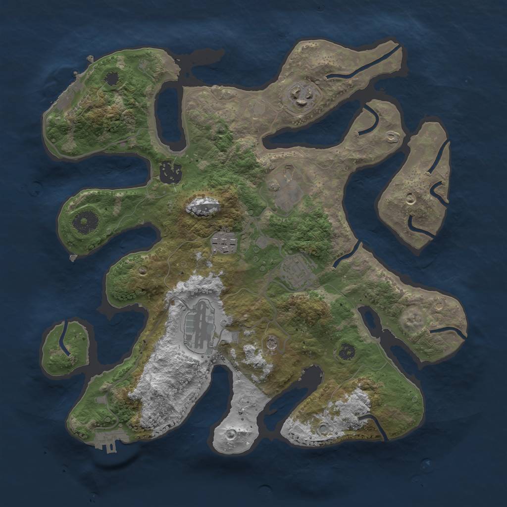 Rust Map: Procedural Map, Size: 3200, Seed: 5498, 11 Monuments