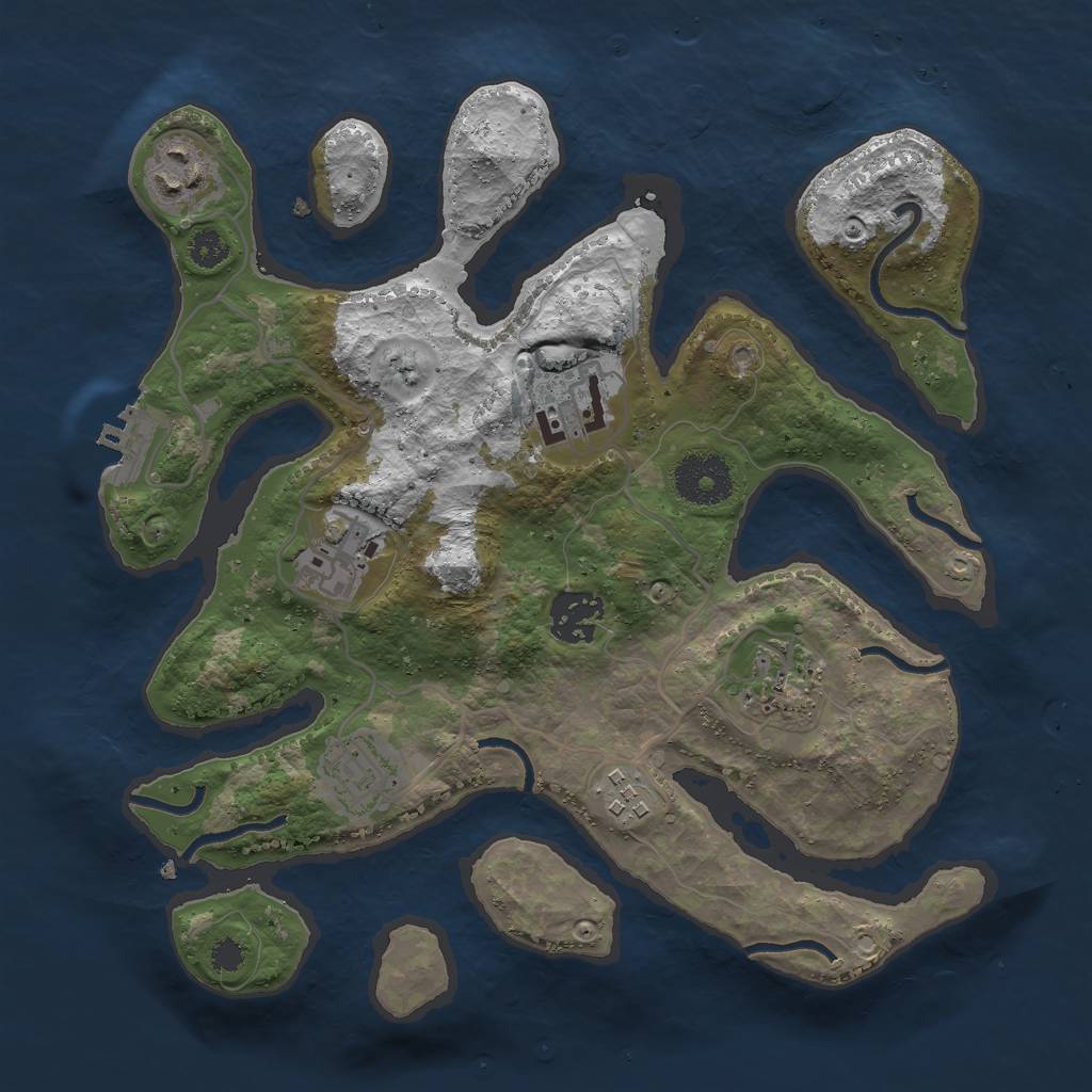 Rust Map: Procedural Map, Size: 3000, Seed: 23142123, 10 Monuments