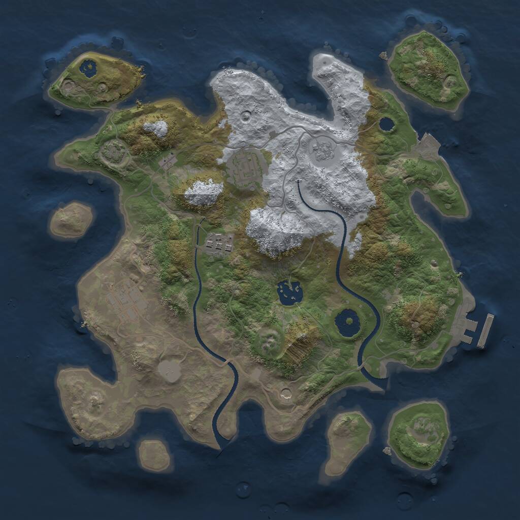 Rust Map: Procedural Map, Size: 3000, Seed: 143101, 9 Monuments