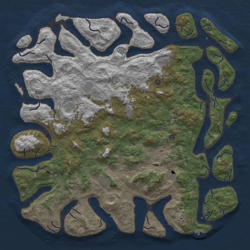 Rust Map: Procedural Map, Size: 6000, Seed: 12190811, 16 Monuments