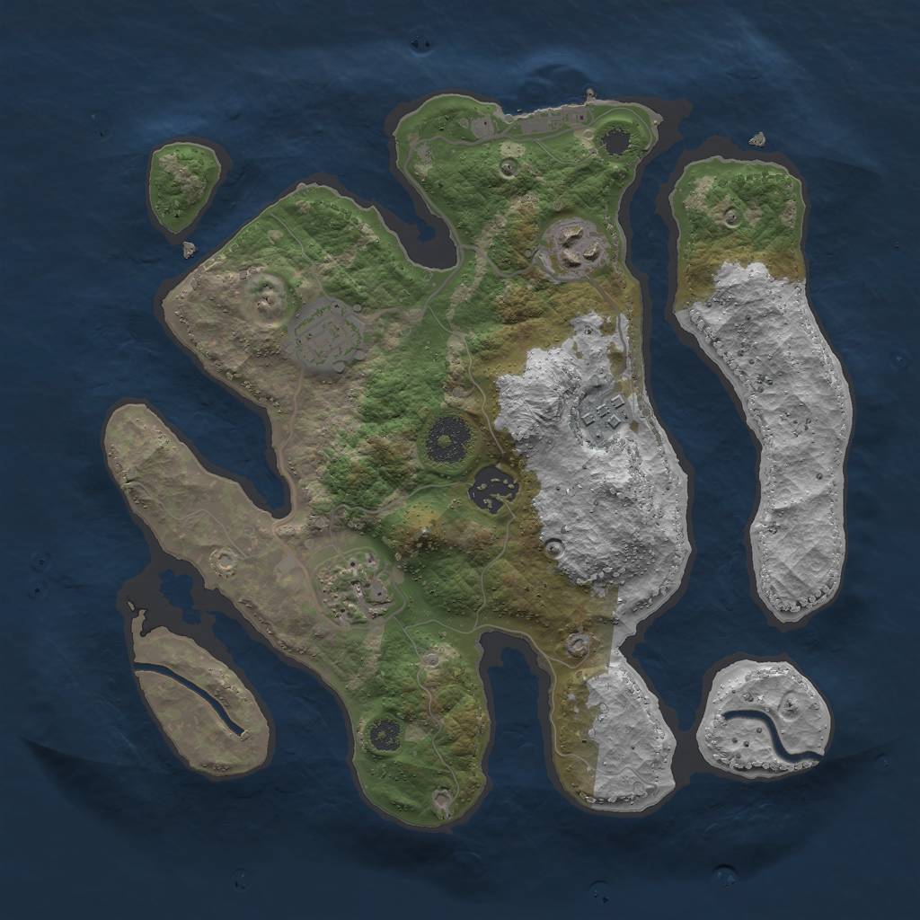 Rust Map: Procedural Map, Size: 3000, Seed: 152030, 8 Monuments