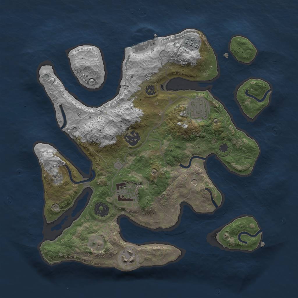 Rust Map: Procedural Map, Size: 3000, Seed: 1749375316, 9 Monuments