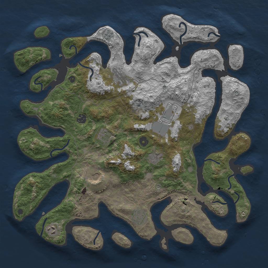 Rust Map: Procedural Map, Size: 4250, Seed: 610053, 12 Monuments