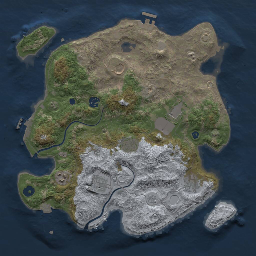 Rust Map: Procedural Map, Size: 3500, Seed: 2094872948, 13 Monuments