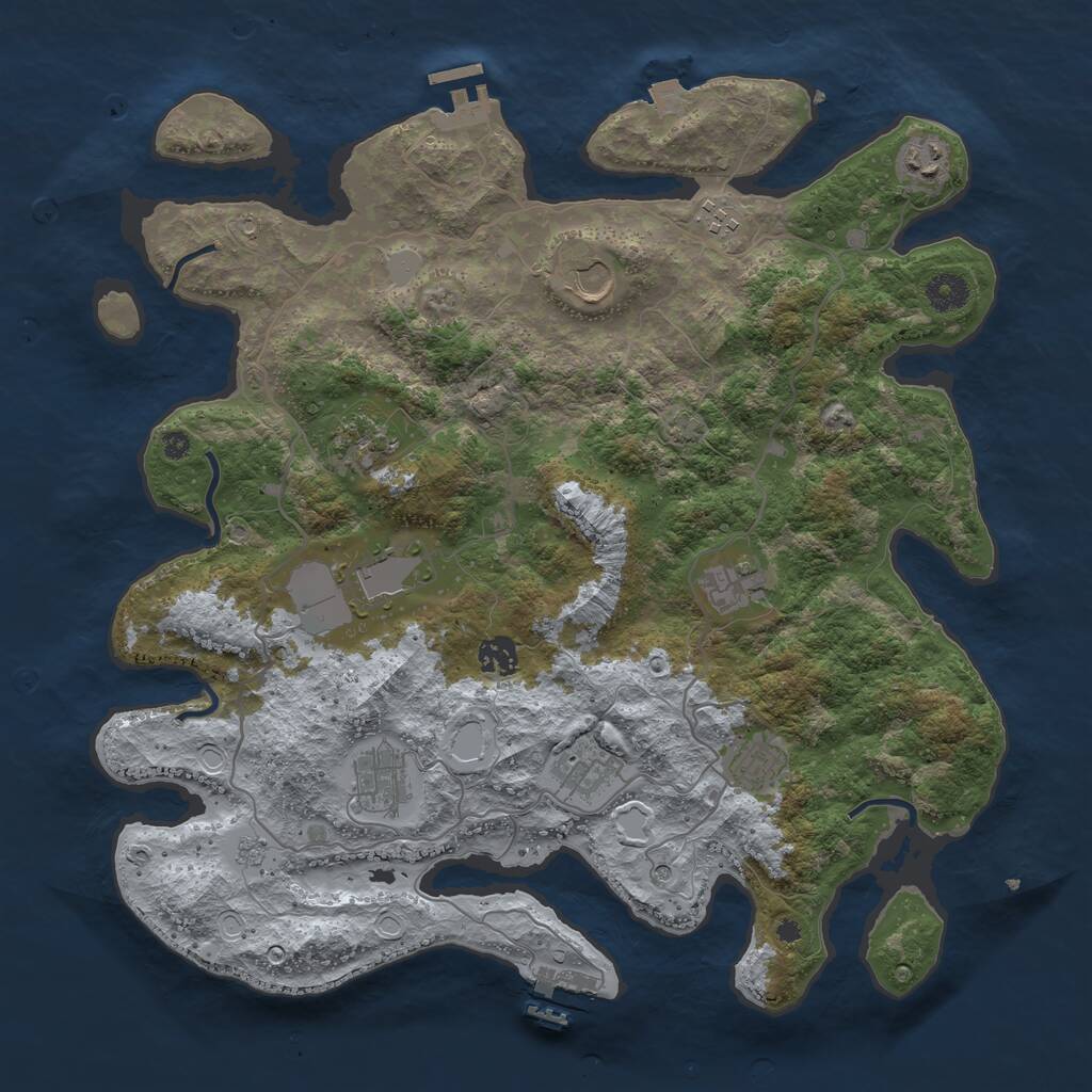 Rust Map: Procedural Map, Size: 4000, Seed: 377481, 16 Monuments