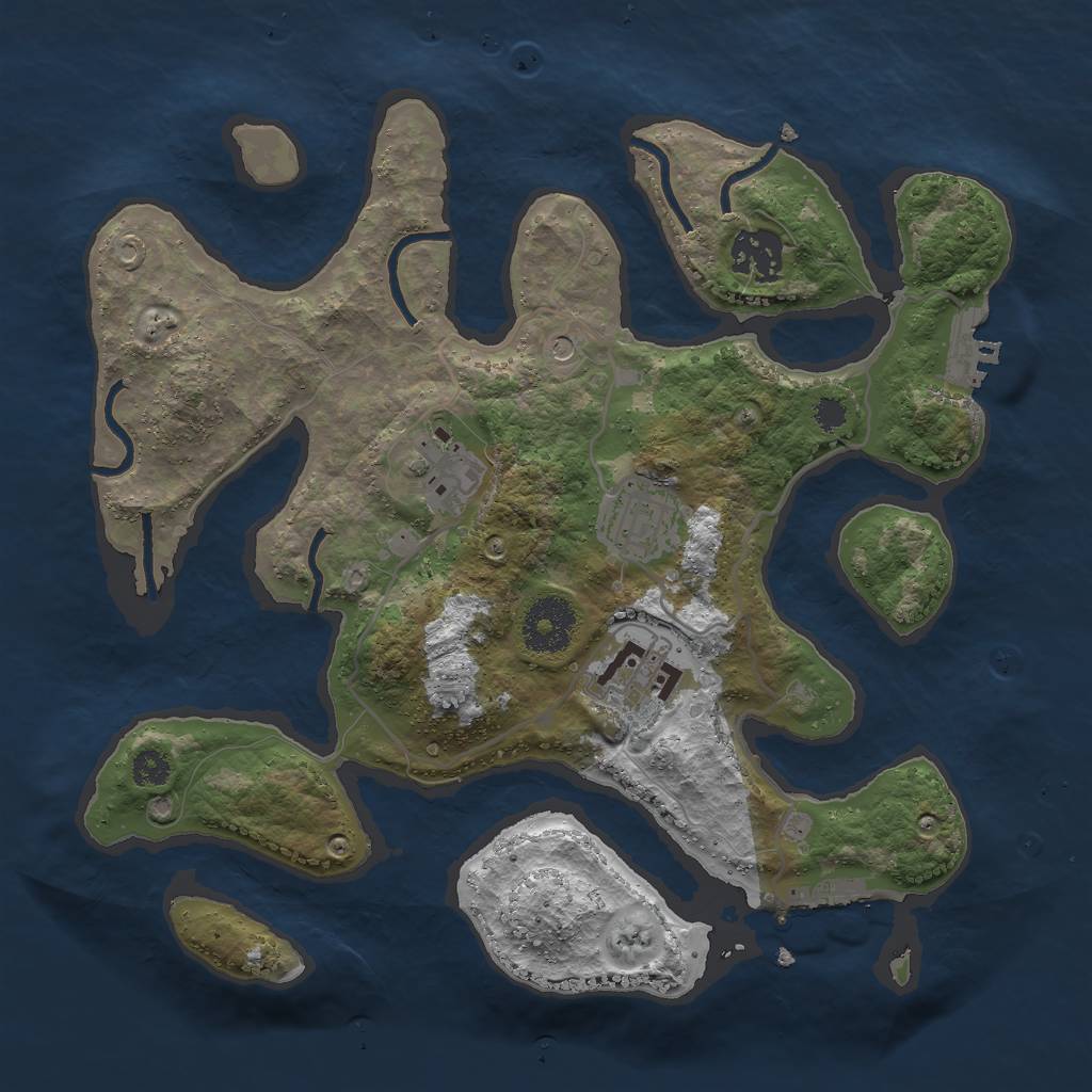 Rust Map: Procedural Map, Size: 3000, Seed: 809466, 9 Monuments