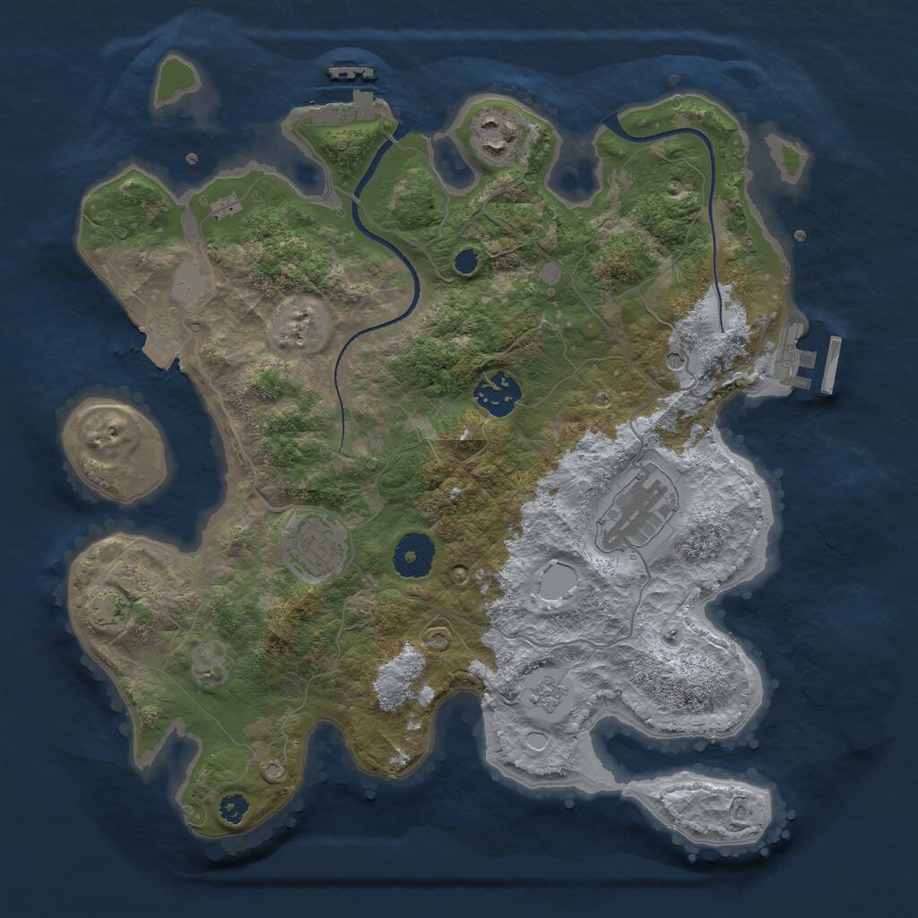 Rust Map: Procedural Map, Size: 3200, Seed: 69420, 10 Monuments