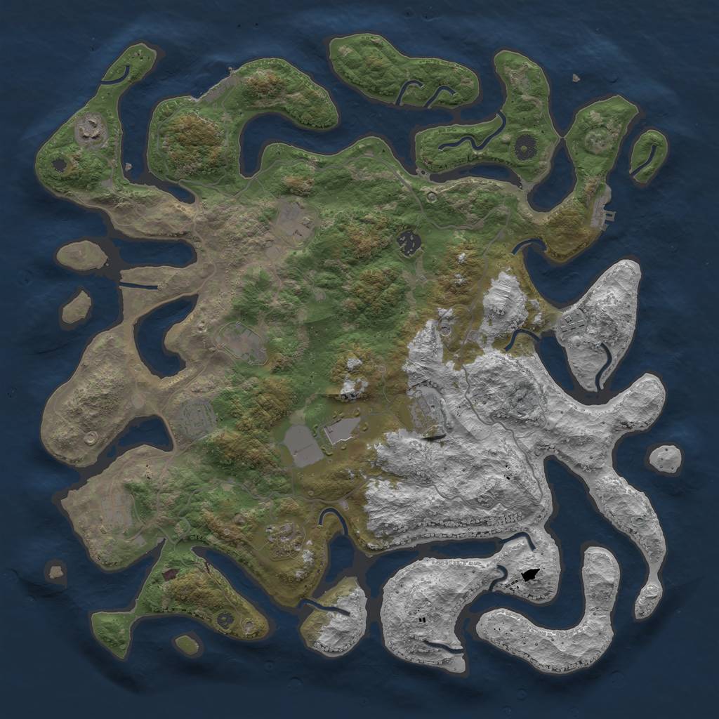 Rust Map: Procedural Map, Size: 4500, Seed: 561739181, 15 Monuments