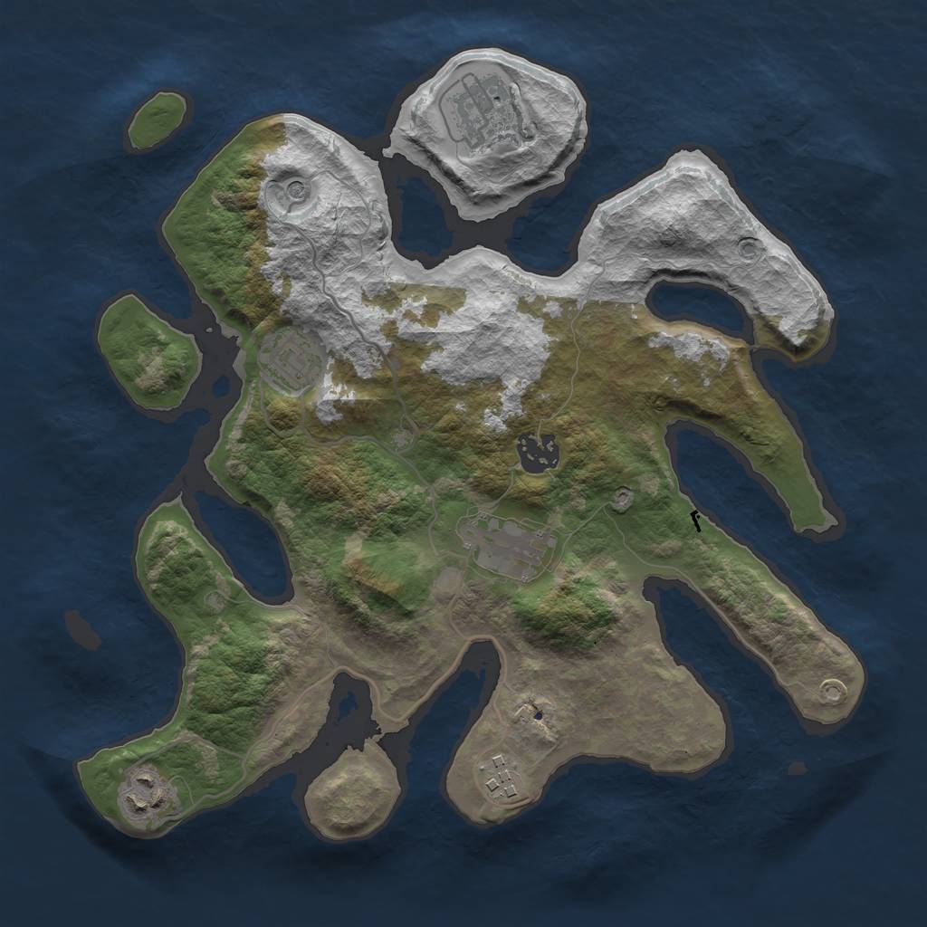 Rust Map: Barren, Size: 3200, Seed: 71652751, 9 Monuments