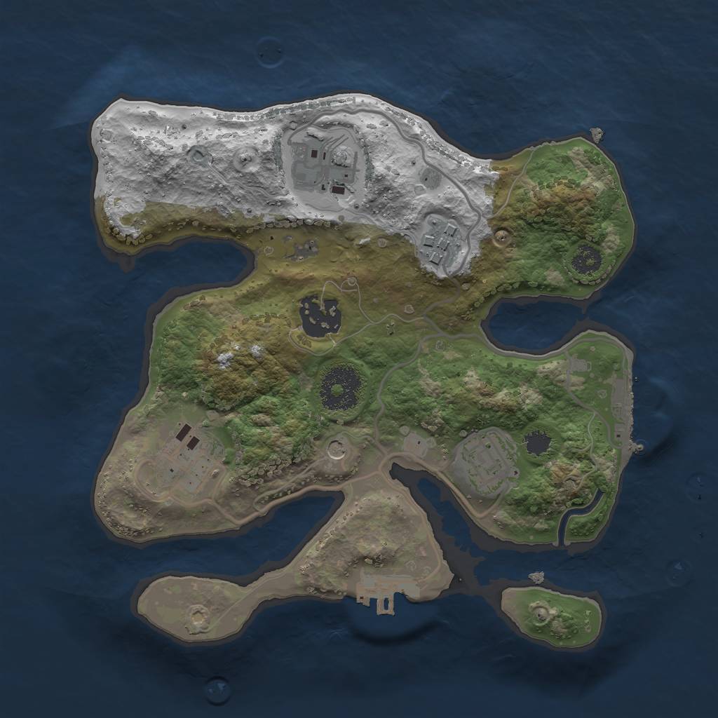 Rust Map: Procedural Map, Size: 2500, Seed: 564, 10 Monuments