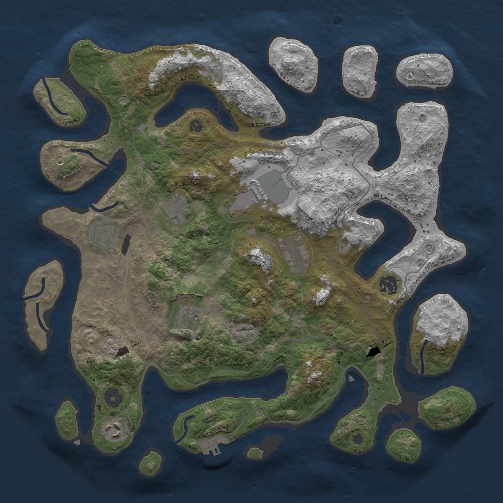 Rust Map: Procedural Map, Size: 4000, Seed: 1308295651, 12 Monuments