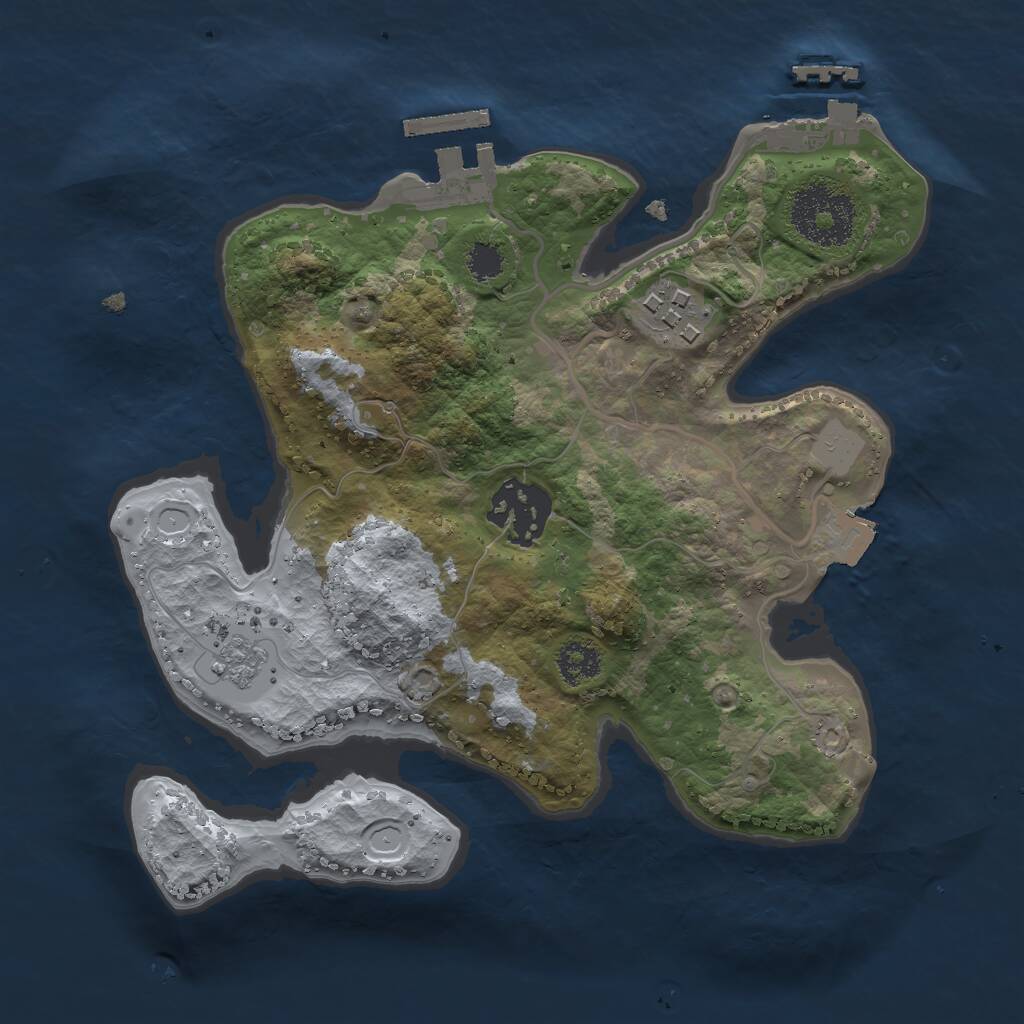 Rust Map: Procedural Map, Size: 2400, Seed: 6969, 6 Monuments