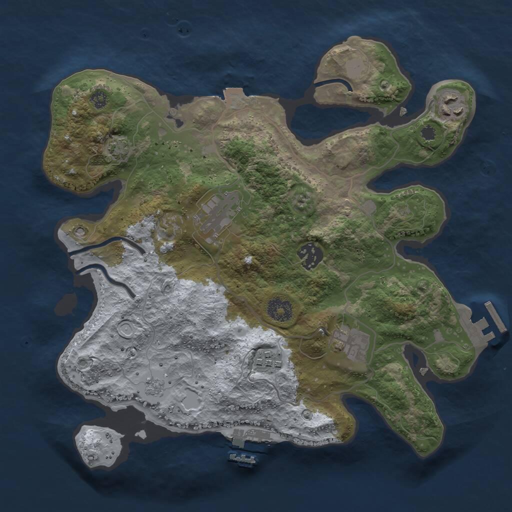 Rust Map: Procedural Map, Size: 3000, Seed: 36281626, 10 Monuments