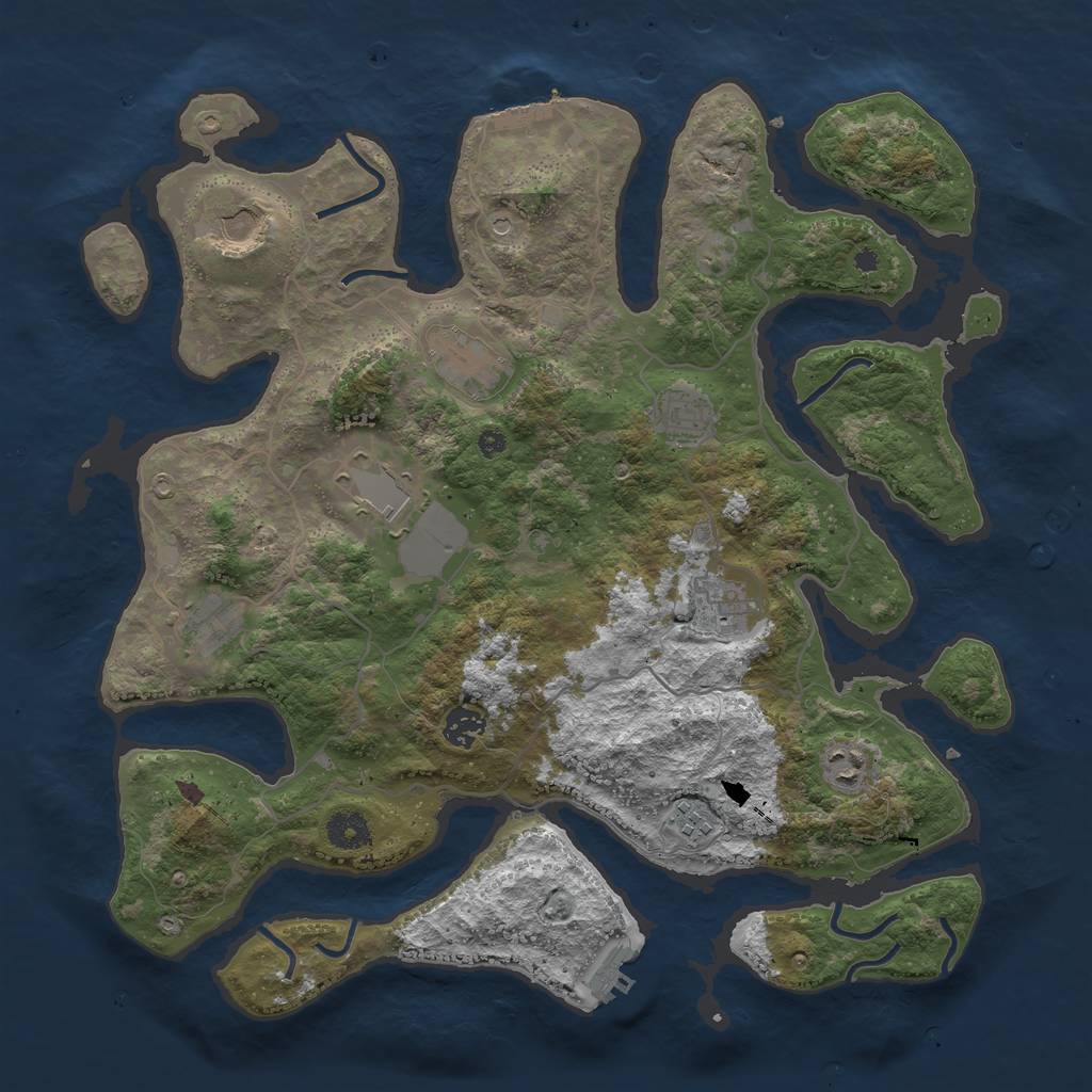 Rust Map: Procedural Map, Size: 4000, Seed: 34744, 14 Monuments