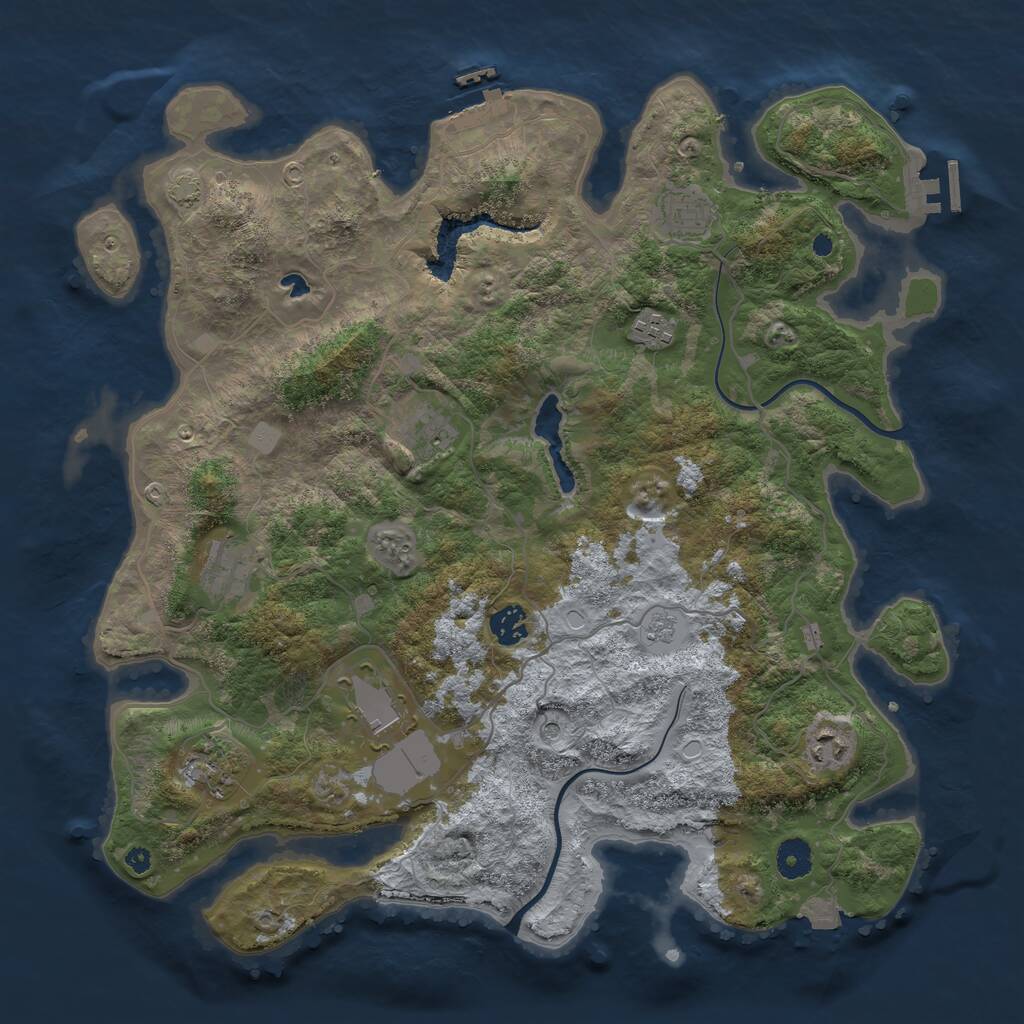 Rust Map: Procedural Map, Size: 4000, Seed: 34744, 14 Monuments
