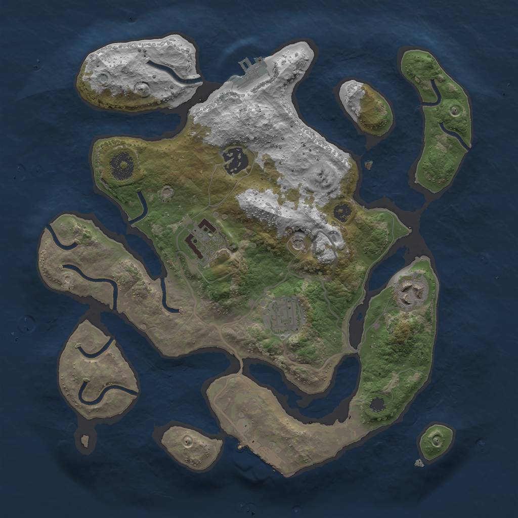 Rust Map: Procedural Map, Size: 3000, Seed: 1424334533, 9 Monuments